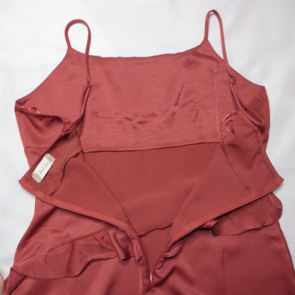 ALTAR’D STATE womens DRESS spaghetti RUFFLE orange RUST mini PROM boho SIZE L - Picture 7 of 8